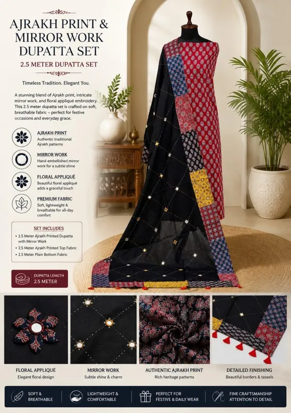 Ajrakh_Printed_Cotton_Unstitched_Dress_Material_For_Women_Red_Black_Ethnic_Suit_Fabric_Floral_Print_Cotton_Dress_Material