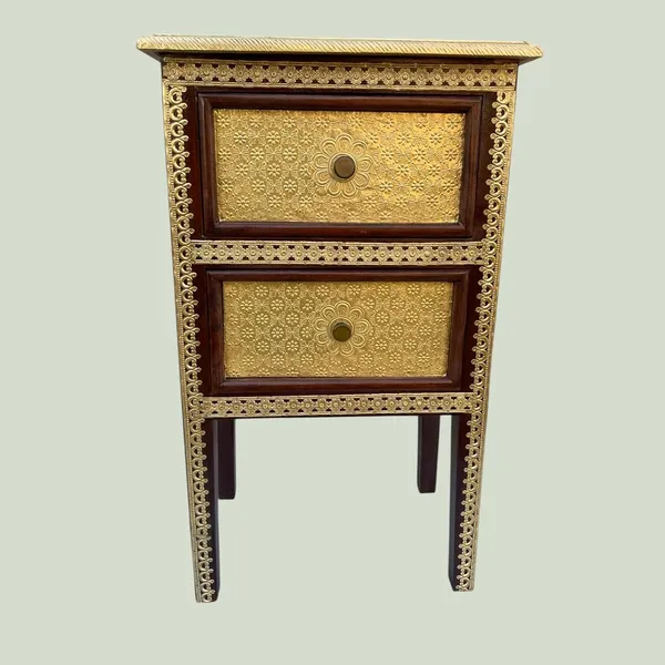 Hand_Painted_Peacock_Design_Wooden_Cabinet_Rajasthani_Art_Sideboard_With_2_Drawers_Doors_Indian_Traditional_Gold_12x15x30_Inch