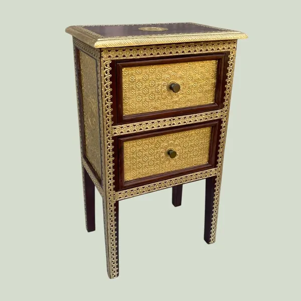 Hand_Painted_Peacock_Design_Wooden_Cabinet_Rajasthani_Art_Sideboard_With_2_Drawers_Doors_Indian_Traditional_Gold_12x15x30_Inch