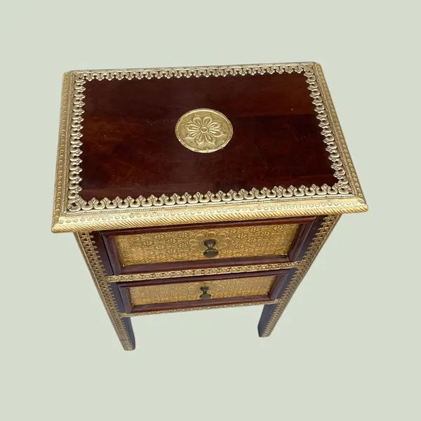 Hand_Painted_Peacock_Design_Wooden_Cabinet_Rajasthani_Art_Sideboard_With_2_Drawers_Doors_Indian_Traditional_Gold_12x15x30_Inch