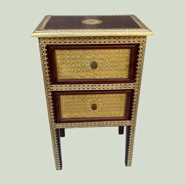 Hand_Painted_Peacock_Design_Wooden_Cabinet_Rajasthani_Art_Sideboard_With_2_Drawers_Doors_Indian_Traditional_Gold_12x15x30_Inch