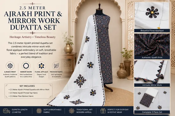 Pure_Cotton_Ajrakh_Printed_Unstitched_Salwar_Suit_Material_for_Women_Printed,_Applique_Kurta,_Trouser/Pant_&_Dupatta_Set