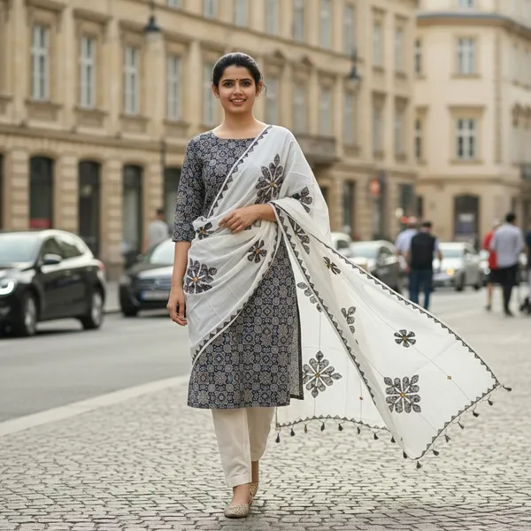 Pure_Cotton_Ajrakh_Printed_Unstitched_Salwar_Suit_Material_for_Women_Printed,_Applique_Kurta,_Trouser/Pant_&_Dupatta_Set