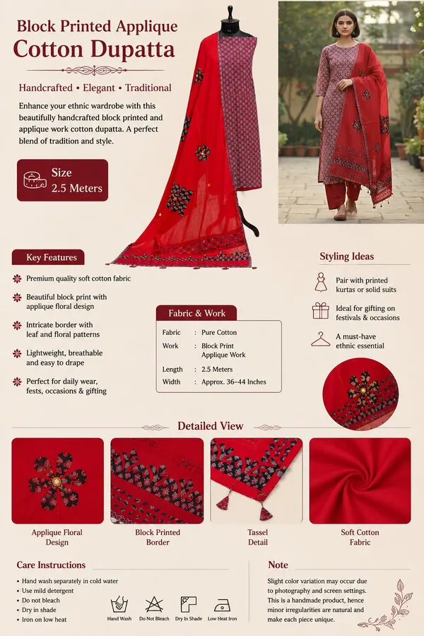 PREETGALLERY_Pure_Cotton_Ajrakh_Printed_Unstitched_Salwar_Suit_Material_for_Women_Printed,_Applique_Kurta,_Trouser/Pant_&_Dupatta_Set