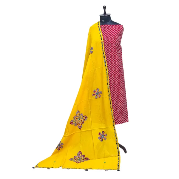 Pure_Cotton_Unstitched_Salwar_Suit_Material_3_Piece_Set_for_Women_|_Printed,_Applique_Kurta,_Trouser/Pant_&_Dupatta_Set