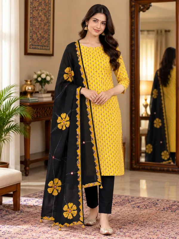 Pure_Cotton_Unstitched_Salwar_Suit_Material_with_Applique_Mirror_Work_Dupatta_|_Printed,_Applique_Kurta,_Trouser/Pant_&_Dupatta_Set