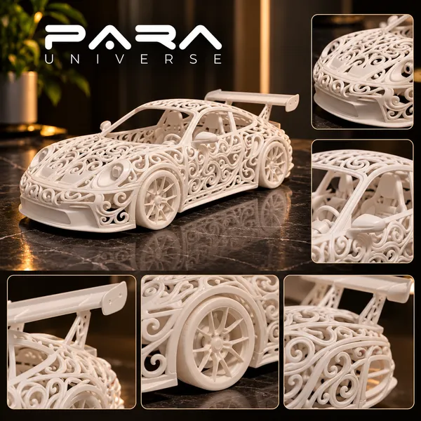 Para__White_Filigree_Sports_Car_Showpiece