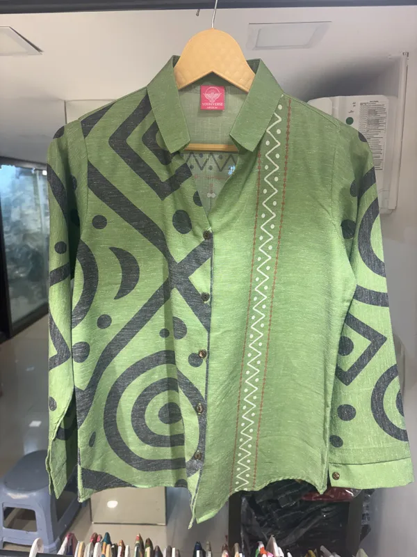 Green_Linen-Cotton_Relaxed_Fit_Geometric_Print_Shirt_For_Women