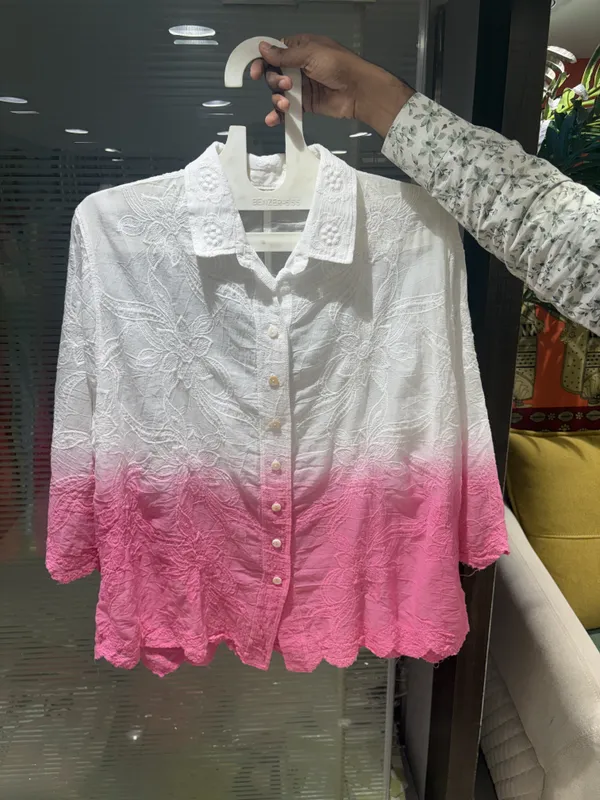 White_Pink_Ombre_Mull_Cotton_Floral_Embroidered_Shirt_For_Women