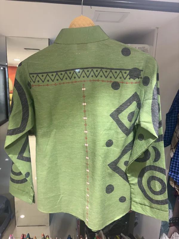 Green_Linen-Cotton_Relaxed_Fit_Geometric_Print_Shirt_For_Women