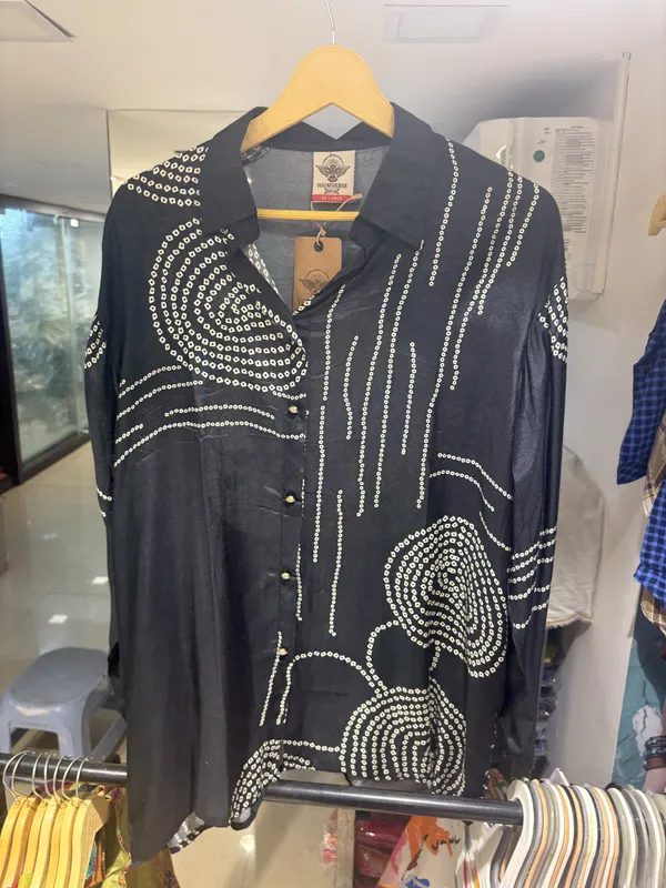 Black_Muslin_Relaxed_Fit_Paisley_Dotted_Print_Shirt_For_Women