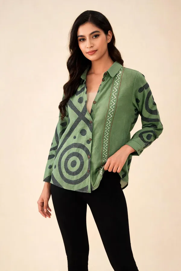 Green_Linen-Cotton_Relaxed_Fit_Geometric_Print_Shirt_For_Women
