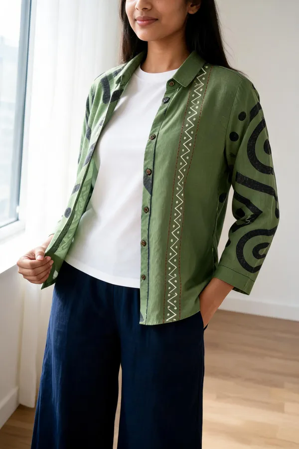Green_Linen-Cotton_Relaxed_Fit_Geometric_Print_Shirt_For_Women