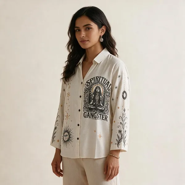 White_Linen_Cotton_Relaxed_Fit_Spiritual_Print_Shirt_For_Women