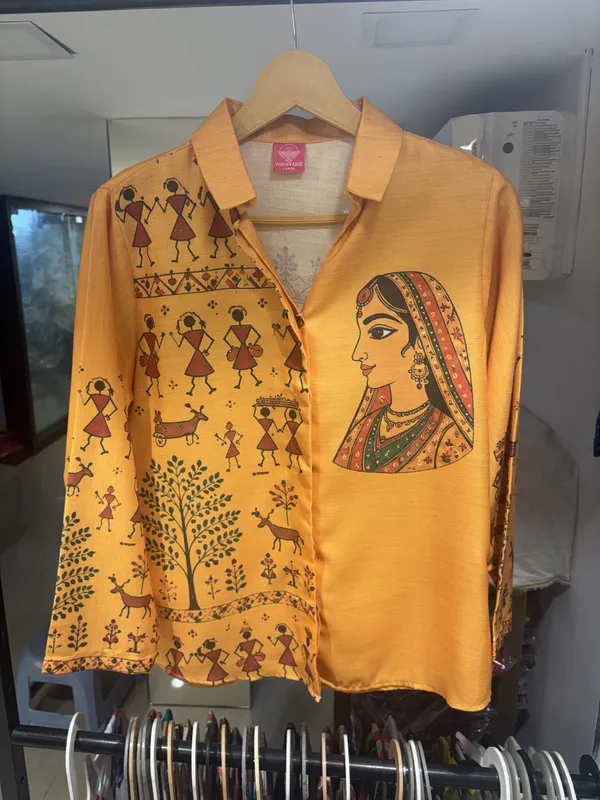 Mustard_Linen_Cotton_Relaxed_Folk_Art_Print_Shirt_For_Women