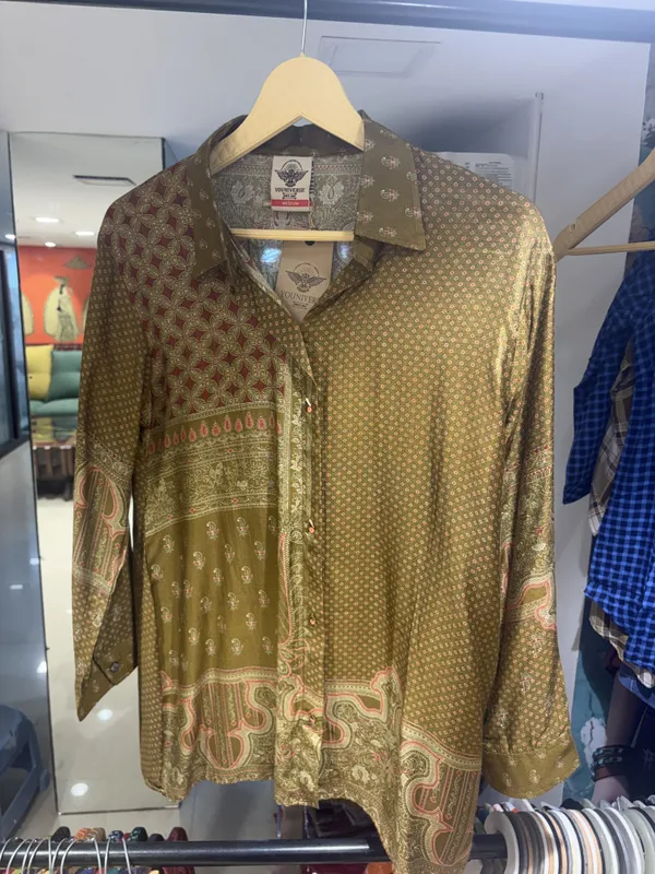 Olive_Muslin_Relaxed_Fit_Ajrakh_Print_Shirt_For_Women