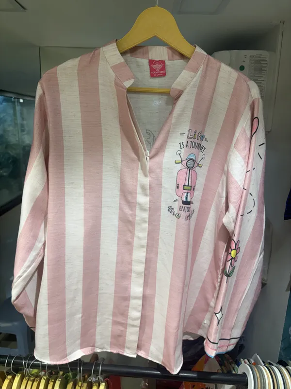 Pink_And_White_Linen_Cotton_Relaxed_Striped_Graphic_Shirt_For_Women