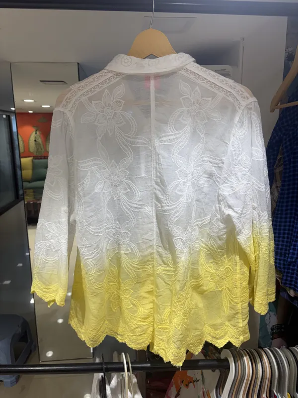 White_Yellow_Ombre_Mull_Cotton_Floral_Embroidered_Shirt_For_Women