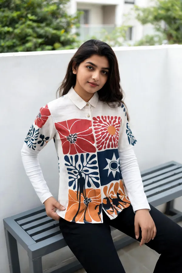 White_Linen-Cotton_Relaxed_Fit_Artistic_Print_Shirt_For_Women