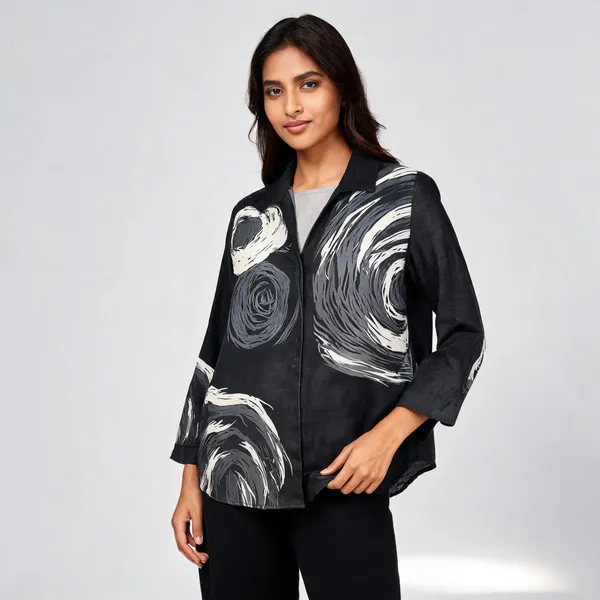 Black_Linen_Cotton_Relaxed_Abstract_Print_Shirt_For_Women