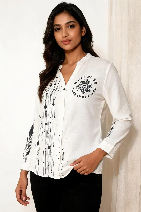 White_Linen_Cotton_Relaxed_Graphic_Print_Shirt_For_Women