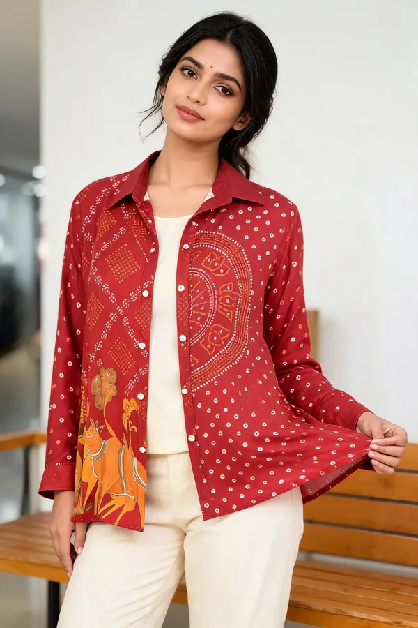 Red_Muslin_Relaxed_Folk_Art_Print_Shirt_For_Women
