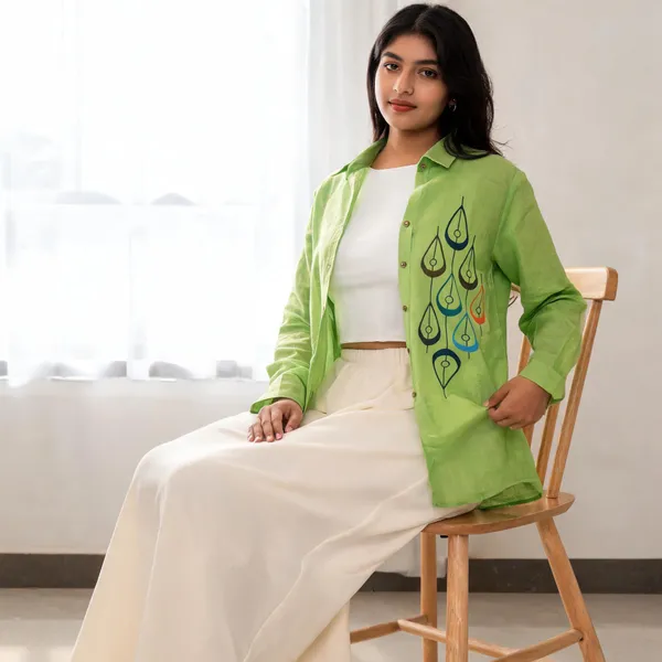 Green_Linen_Cotton_Relaxed_Motif_Print_Shirt_For_Women