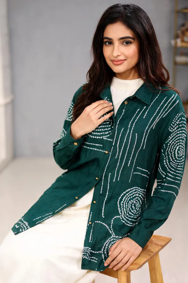Green_Muslin_Relaxed_Ajrakh_Print_Shirt_For_Women