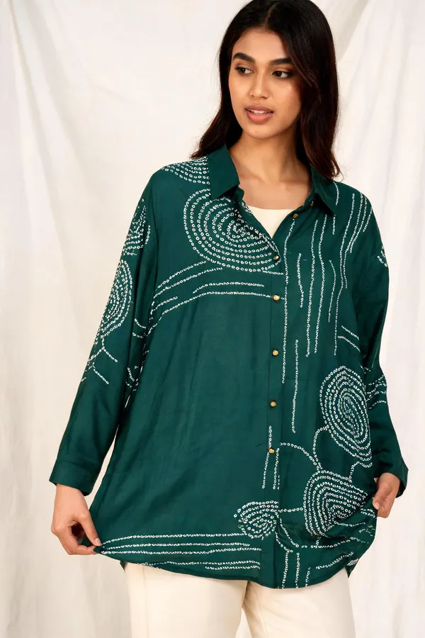 Green_Muslin_Relaxed_Ajrakh_Print_Shirt_For_Women