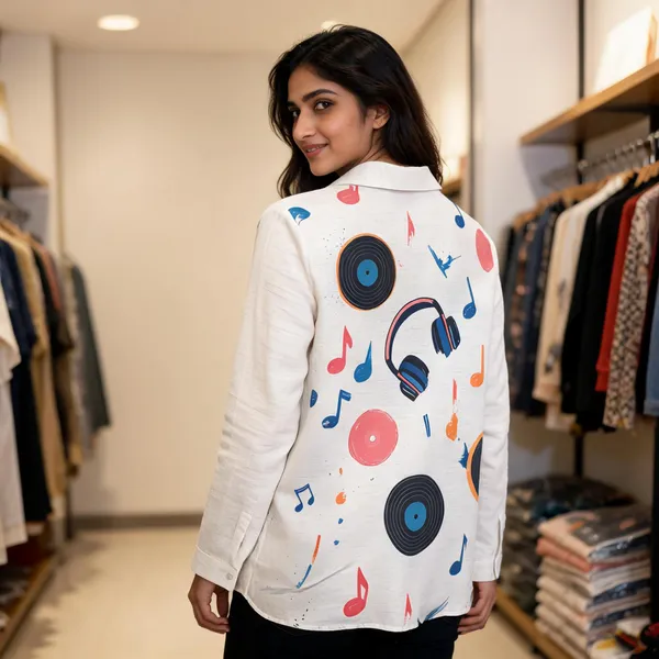 White_Linen-Cotton_Relaxed_Fit_Music_Graphic_Print_Shirt_For_Women