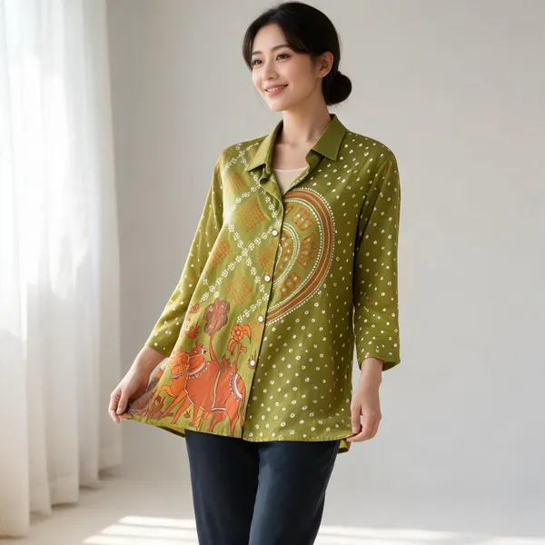 Olive_Muslin_Relaxed_Printed_Shirt_For_Women