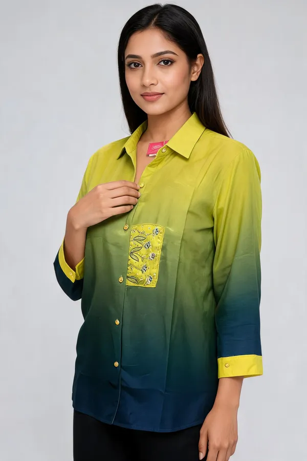 Yellow_Blue_Crepe_Relaxed_Ombre_Colorblock_Shirt_For_Women