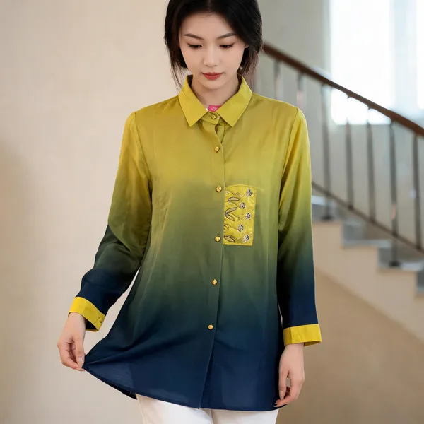 Yellow_Blue_Crepe_Relaxed_Ombre_Colorblock_Shirt_For_Women