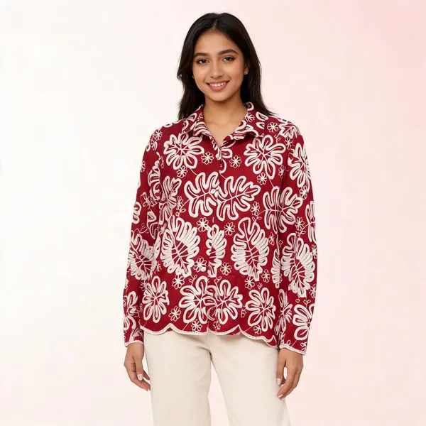 Maroon_Cotton_Relaxed_Floral_Embroidered_Shirt_For_Women