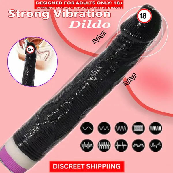 Luvora_Black_Silicone_Rechargeable_Realistic_Vibrating_Dildo