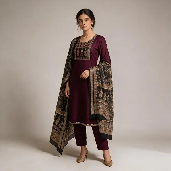 Black_Cotton_Kurta_Set_For_Women
