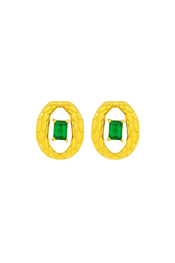 Gold_And_Emerald_Green_Stainless_Steel_Earrings_For_Women