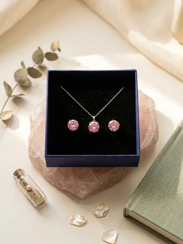 Pink_Copper_And_Crystal_Silver_Pvd_Plated_Necklace_And_Earrings_Set_For_Women
