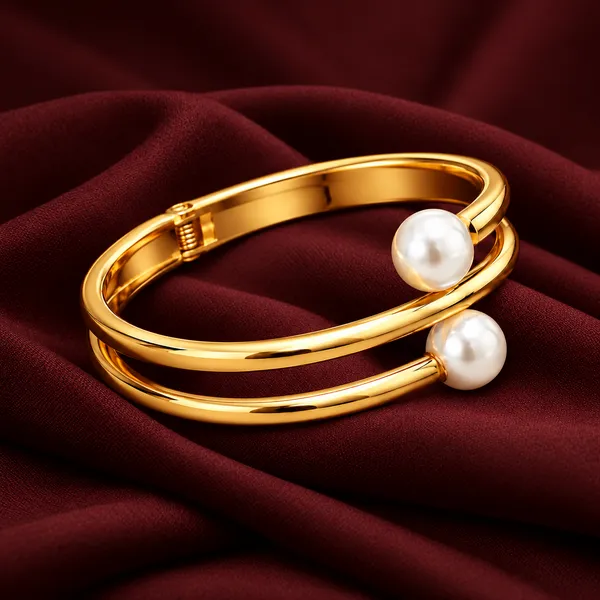 IRAZ_Gold-Tone_Pearl_Cuff_Bangle_Bracelet,_Double_Band
