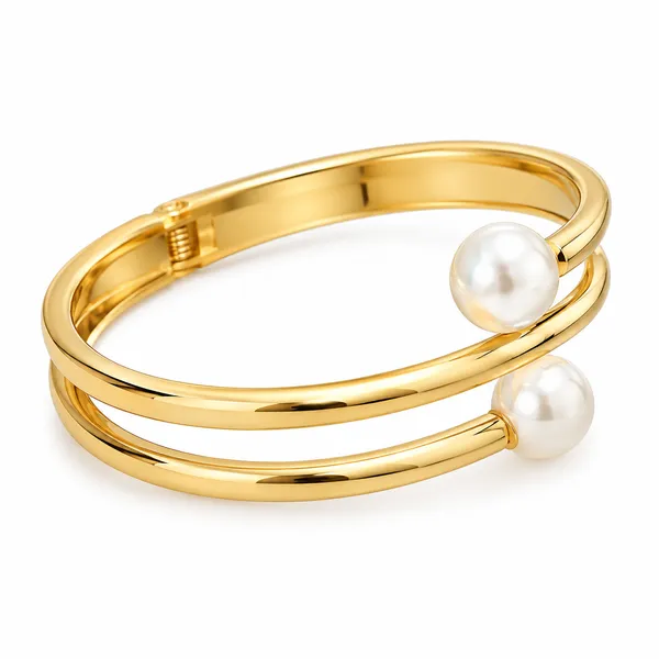 IRAZ_Gold-Tone_Pearl_Cuff_Bangle_Bracelet,_Double_Band
