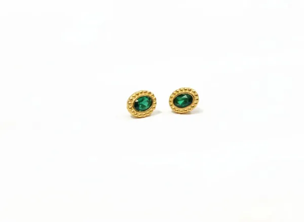 Gold_And_Emerald_Green_Stainless_Steel_Earrings_For_Women