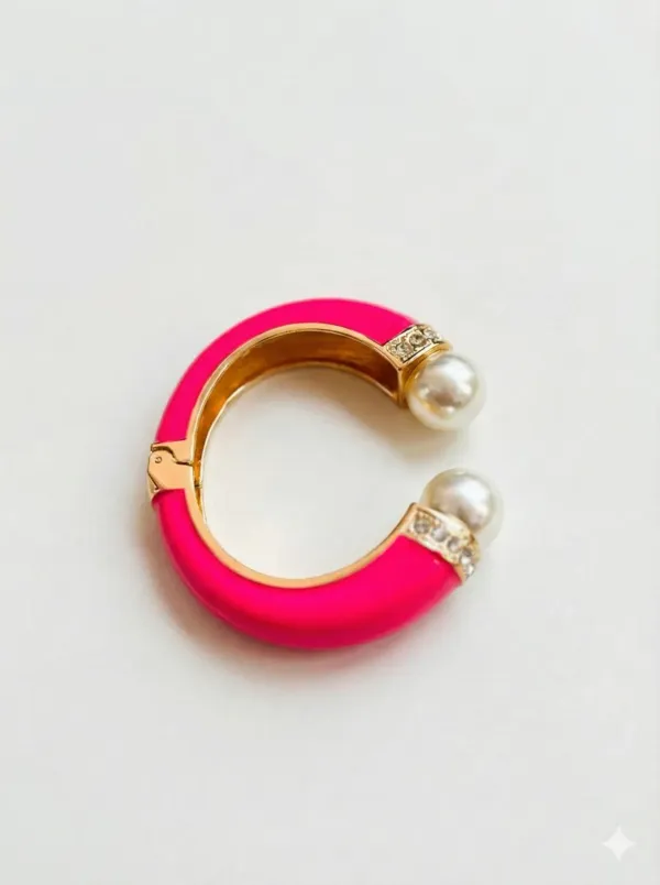 Gold_And_Pink_Copper_Enamel_Bracelet_For_Women