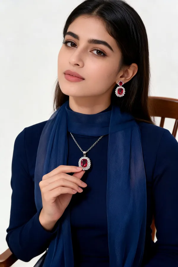 Silver_And_Red_Copper_And_Crystal_Silver_Pvd_Plated_Necklace_And_Earrings_Set_For_Women