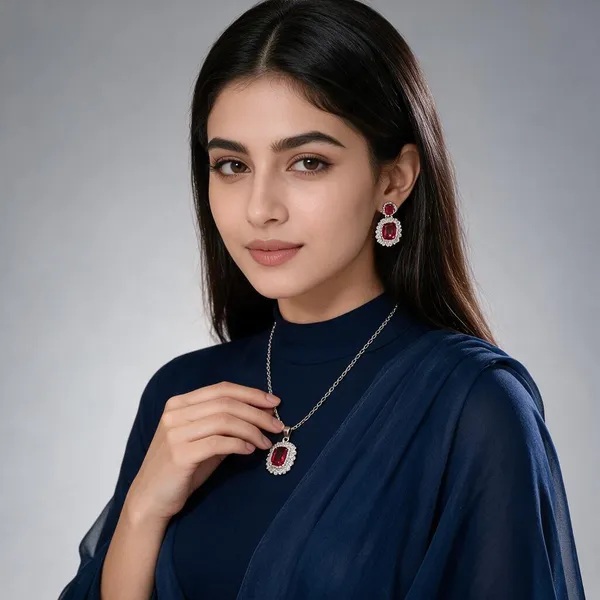 Silver_And_Red_Copper_And_Crystal_Silver_Pvd_Plated_Necklace_And_Earrings_Set_For_Women
