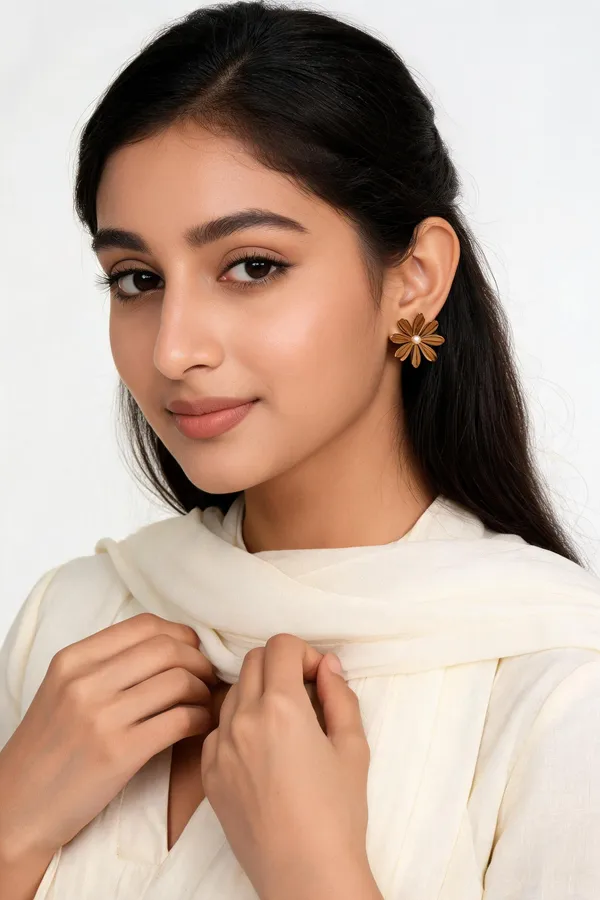 Brown_And_Steel_Stainless_Steel_Earrings_For_Women