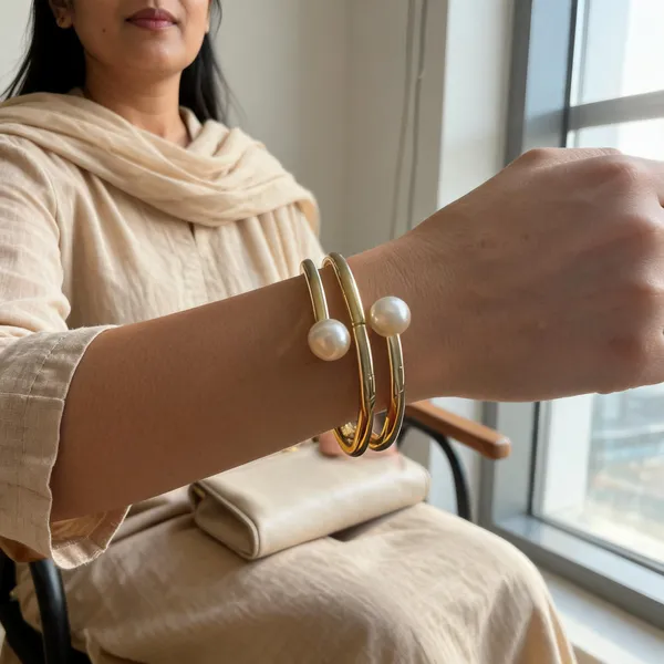 IRAZ_Gold-Tone_Pearl_Cuff_Bangle_Bracelet,_Double_Band