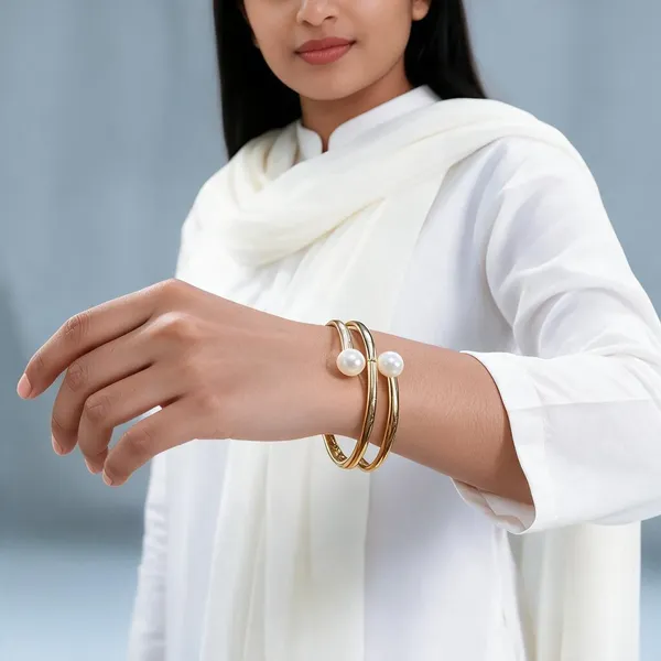 IRAZ_Gold-Tone_Pearl_Cuff_Bangle_Bracelet,_Double_Band