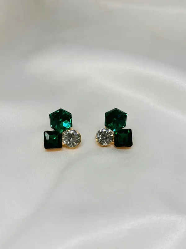 White_And_Green_Stainless_Steel_Earrings_For_Women