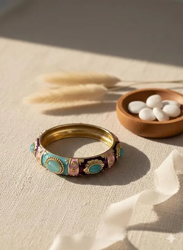 IRAZ_Elegant_Gold-Plated_Colourful_Enamel_Work_Indian_Bangle_Bracelet
