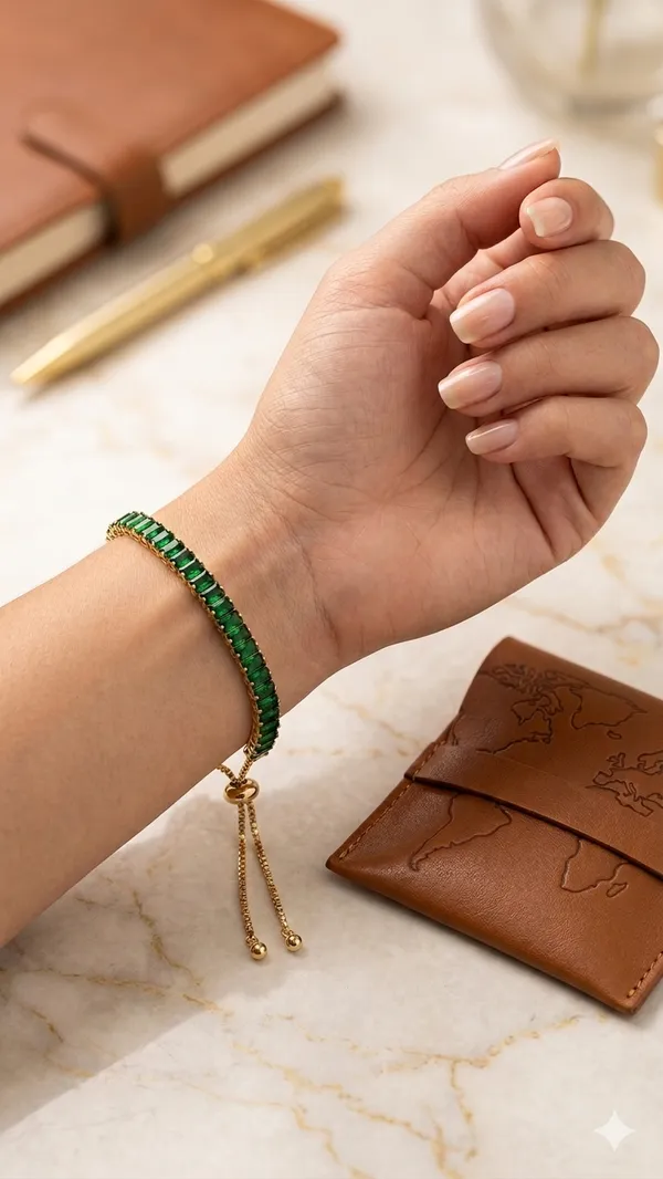 IRAZ_Tennis_Bracelet_with_Green_Crystals_